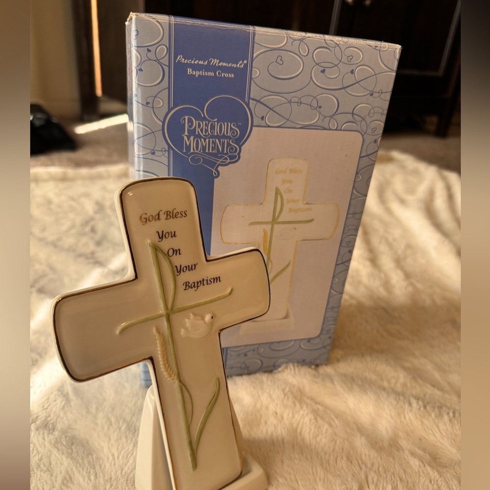 Precious Moments White Baptism Cross